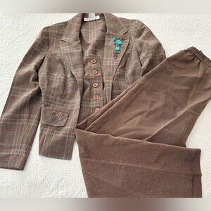 Brown Plaid Women's Blazer